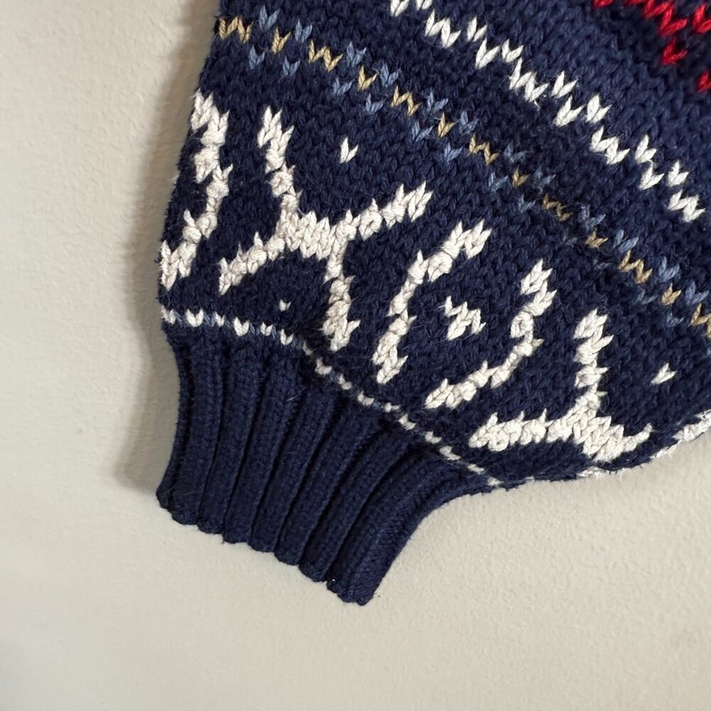 Vintage Eclectic Grandpa Fair Isle Snowflake Sweater Pullover Men's Large Blue - Picture 7 of 11